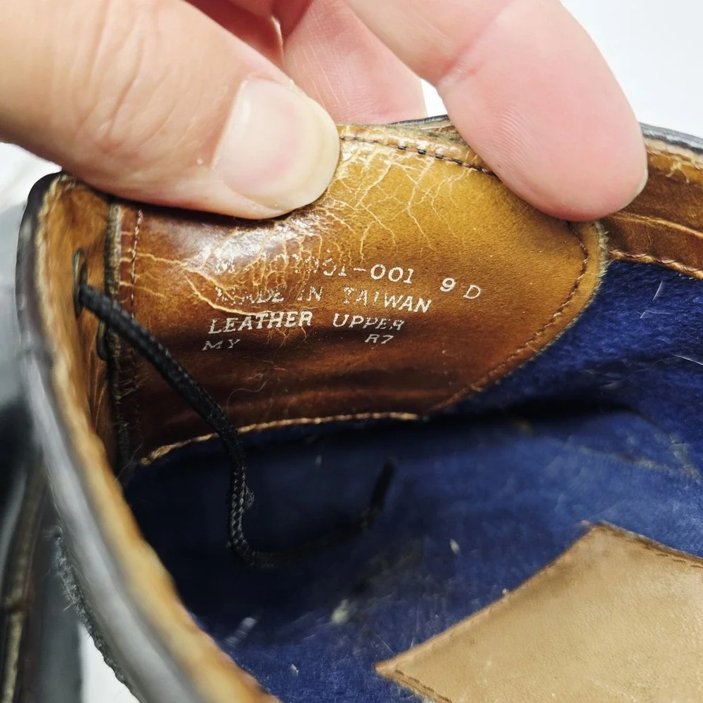 Vintage Polo Ralph Lauren Shoes Men's 9 D Oxford Black Leather Plain Toe Derby